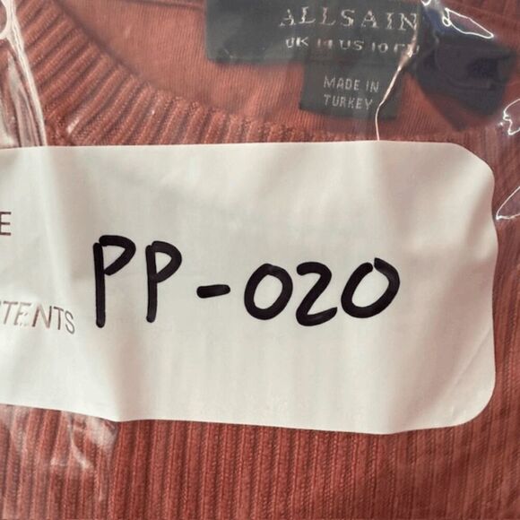 All Saints Women's Molly Ribbed Long Sleeve Bodysuit Berry Red Size 10 - Picture 9 of 9
